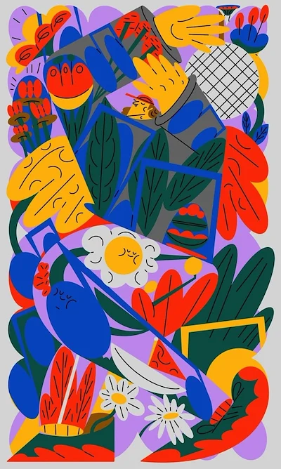 Colorful Abstract Kitchen Illustration
