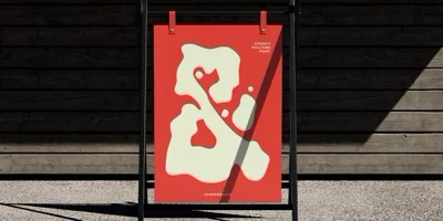 Red Art Exhibition Poster on Street Display